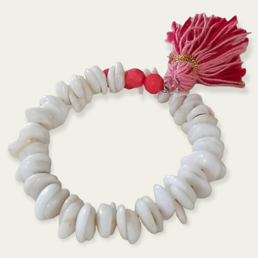 Hand Crafted Natural Shell Wired Wrap Bracelet Wi… - image 5